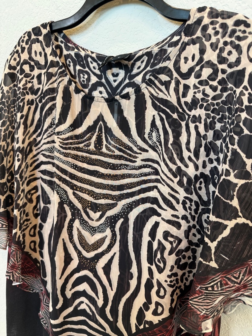 New Directions Animal Print Poncho Top